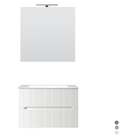 Mobile bagno sospeso linea stick cannettato da 70 cm noce gold (1/5)