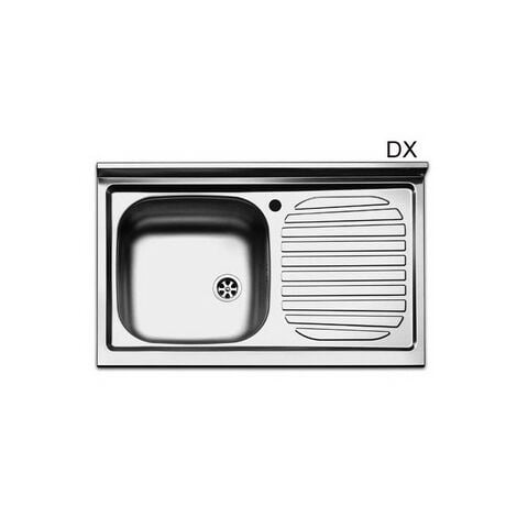 Lavello appoggio in acciaio inox con 1 vaschetta cm. 80 gocciolatoio dx