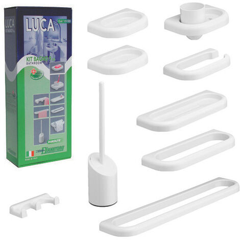 Kit accessori bagno serie luca mod.new 9 pz bianco