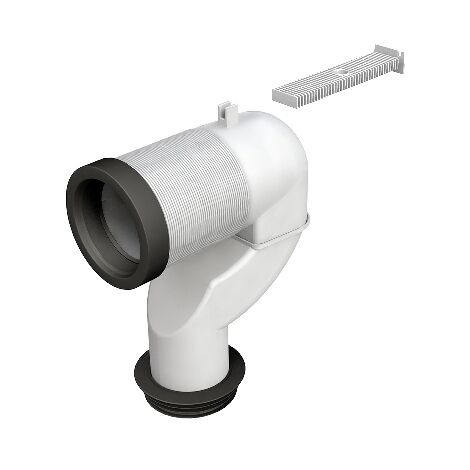 Curva a p per collegamento al pavim. brida in plastica diam. 90-110 mm