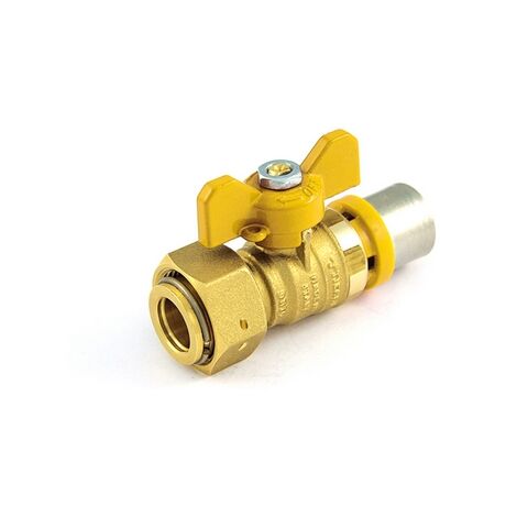 Valvola a sfera per multistrato gas diritta con leva a farfalla rossa 20 x 3/4"