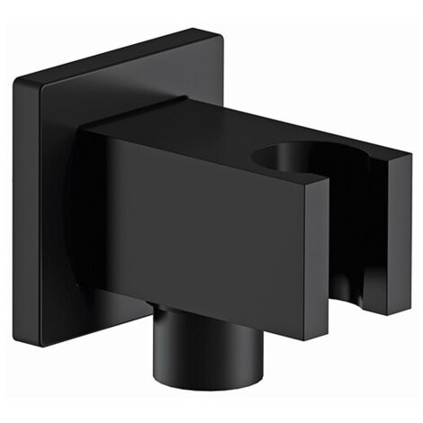 Supporto doccia minimale quadro con presa acqua nero opaco (1/3)