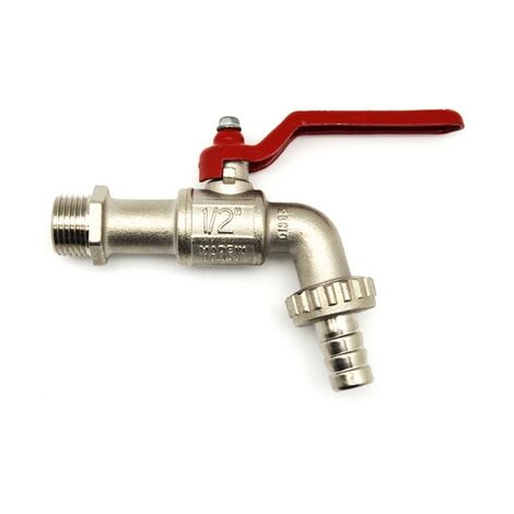 Rubinetto a sfera con portagomma con leva rossa 3/4" dn 14   pn 16