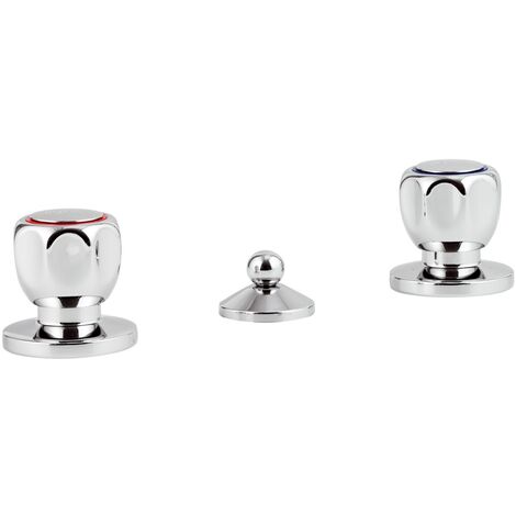 Rubinetto Completo Per Bidet - Batteria A 3 Fori Con Piletta Inclusa