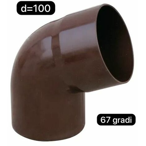 Curva in p.v.c per tubo pluviale testa di moro dm.100  67 gradi