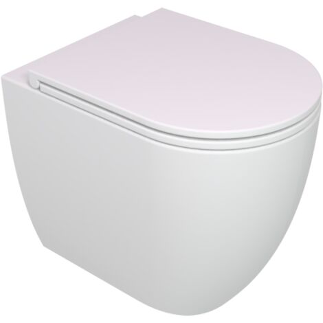Vaso wc a pavimento filomuro like senza brida scarico a parete bianco lucido, SENZA coprivaso fissaggi e curva tecnica