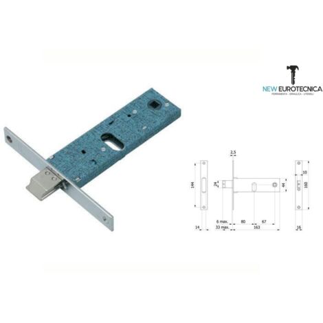 SERRATURA METALLO INFILARE 890 OMEC - B.Q NICH F.MM 16 F.OVALE M1+SCR H.MM 44 E.MM 80 - 1 pezzo (1/5)