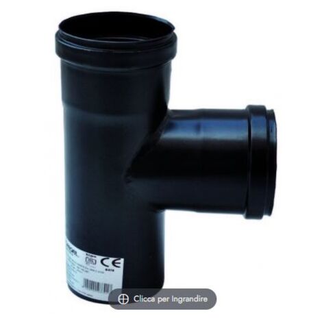 Raccordo in acciaio per stufe pellet nero t 90° diametro 100 sp 1.20mm