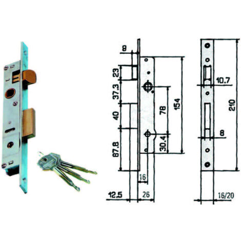 SERRATURA MONTANTE INFILARE 901 11 FIAM • B.Q NICH F.MM 16 C.SPILLO M1+SCR+Q8 E.MM 16 (1/9)