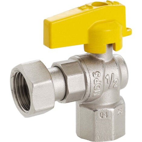 Rubinetto a sfera squadra con levetta femmina - dado girevole femmina 1/2" x 1/2"  dn 10 (1/2)