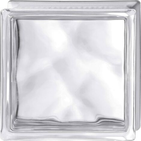 Vetromattone Trasparente Pure Vintage - Mattone Vetro Decorativo 19x19x8 Cm, Extra Bianco, Confezione Da 6 Pezzi Mattone Vetro Puro