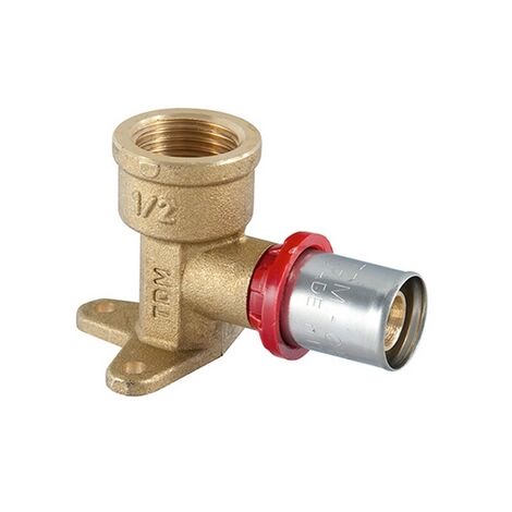 Raccordo gomito femmina a staffa a pressare per multistrato 1/2" x 16