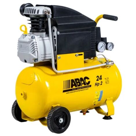 Abac – Compressore aria lubrificato 24L 2HP – Pressione massima 8 bar – Flusso d'aria 190L/min – Rumorosità 77dB – Carrellato per uso professionale (1/10)