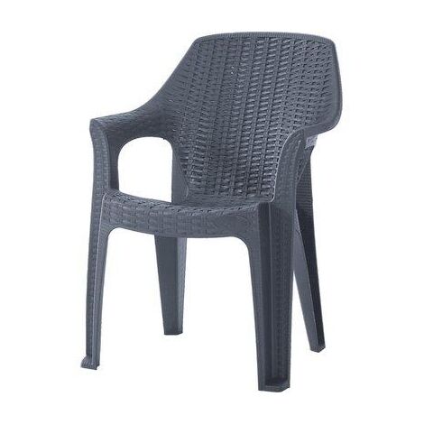 Sedia rattan thera + braccioli domus pp antracite cm 58x75 h.cm 85