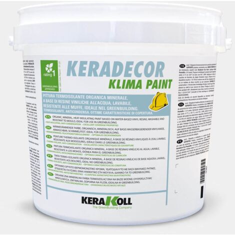 Pittura termoisolante da interni keradecor klima paint bianco 14 lt