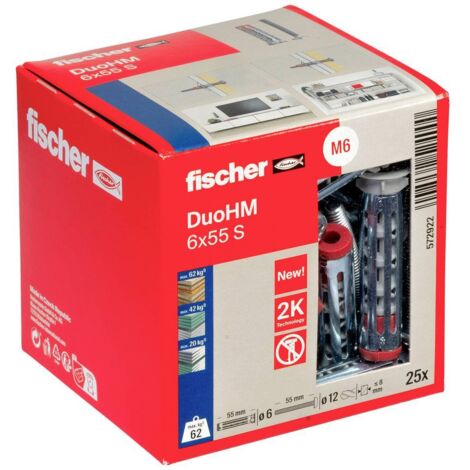 Fischer 572922 DuoHM 6x55 S PH PZ Tasselli per vuoti e cavità 55 mm 25 pz.
