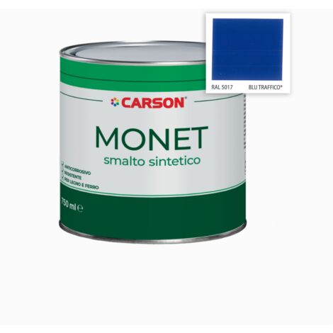 Monet smalto sintetico blu traffico 5017 0,75 l per legno e ferro brillante