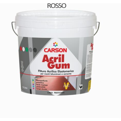 Acrilgum rosso eco lt. 5 pittura acrilica impermeabile per asfalto e bitume