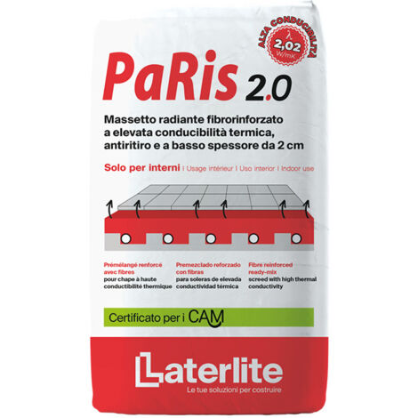 Massetto radiante fibrorinforzato paris 2.0 elevata conducibilità termica 25 kg