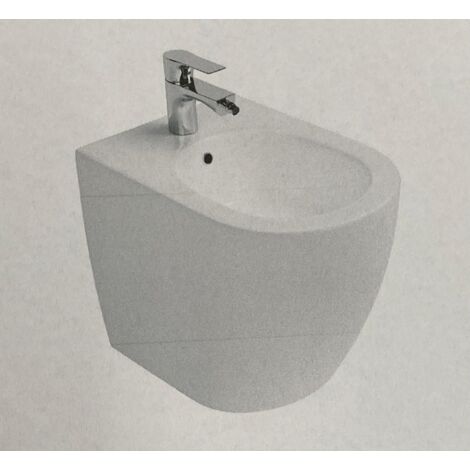 Infinity bidet monoforo filo muro cm 52 bianco lucido, senza rubinetto e senza piletta