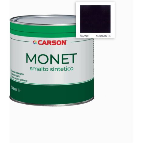 Carson Monet Smalto sintetico anticorrosivo Esterno Interno Vari Colori 750 ML RAL 9011 NERO LUCIDO (1/3)