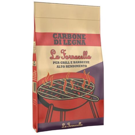 Carbone vegetale per grill kg 2,5 in sacco carbonella per barbecue picnic di qualita' profiessonale