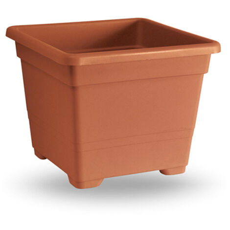 Vaso da giardino quadrato in plastica 45 cm terracotta