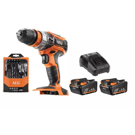 TRAPANO A PERCUSSIONE A BATTERIA BSB18C2XLI-402CA+2 BATTERIE 4Ah+SET 30 ACC. AEG