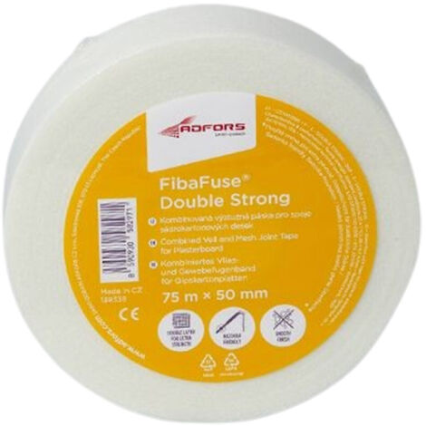 FIBAFUSE DOUBLE STRONG - NASTRO DI GIUNZIONE COMBINATO FELTRO E RETE PER CARTONGESSO - LUNGHEZZA 75 M - ALTEZZA 50 MM - AKIFIX