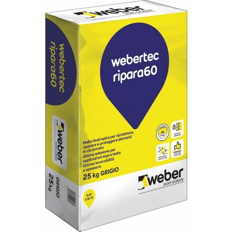 Webertec ripara60 kg 25 malta tixotropica r4 ripara cls