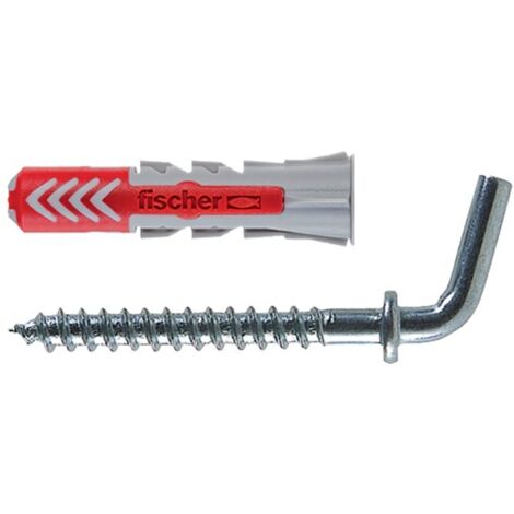 Fischer 541746 Tassello con Gancio Corto Duopower, Grigio/Rosso, 25 Pezzi