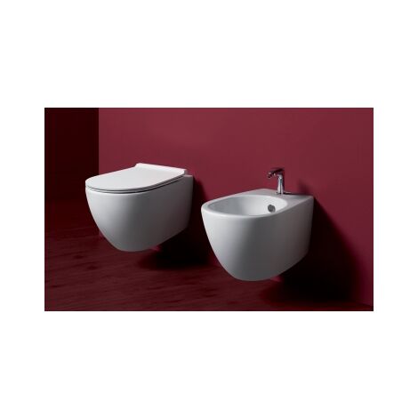 Bidet vignoni sospeso bianco lucido monoforo VI19 completo di set di fissaggio f85