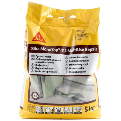 Sika - Sika Monotop 112 MultiUse Repair, Grigio - Malta monocomponente per il ripristino del calcestruzzo - Pronta all’uso - Sacchi da 5kg