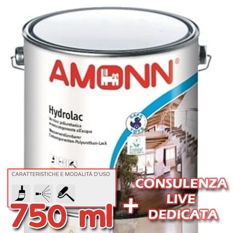 Pittura per legno all'acqua vernice amonn hydrolac 750ml opaco trasparente incolore 0