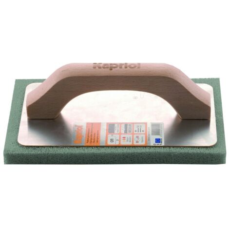 Frattazzo frattone in spugna grigio kapriol manico legno 14x21 cm gommaspugna