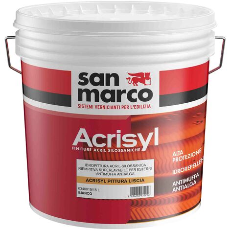 Acrisyl pittura liscia bianca opaca lt 1 superlavabile antimuffa antialga.