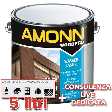 Impregnante a base acqua per legno amonn wasserlasur 91 bianco coprente 5 lt