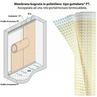 Membrana bugnata in hdpe con rete portaintonaco rotolo 20 mq