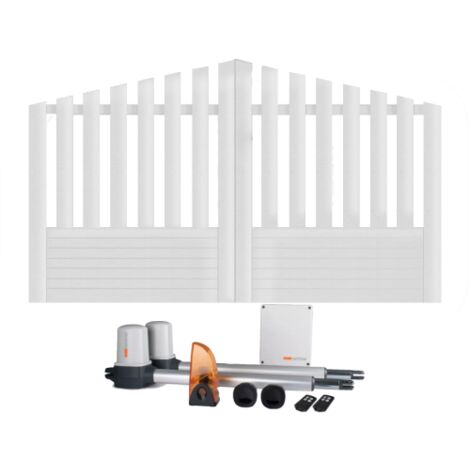 Portail battant électrique PVC blanc avec moteur Sentinel H 145 x L 250 ALENÇON CONVEXE