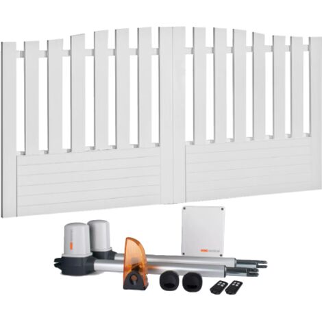 Portail battant électrique PVC blanc H145 x L300 ALENÇON CHAPEAU DE GENDARME