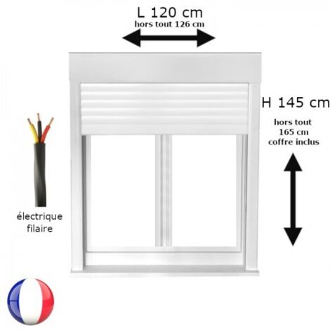 Fenêtre PVC 2 vantaux oscillo-battant avec volet roulant électrique H 145 x L 120 cm pour pose en neuf