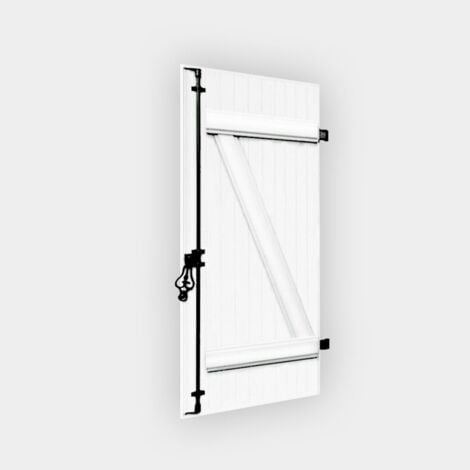 Volet battant PVC 1 vantail H215 x L80 cm blanc à barres et écharpes