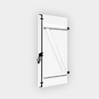 Gefradis – Volet battant PVC 1 vantail H215 x L80 cm blanc – Barres et écharpes – Accessoires inclus pour pose en neuf