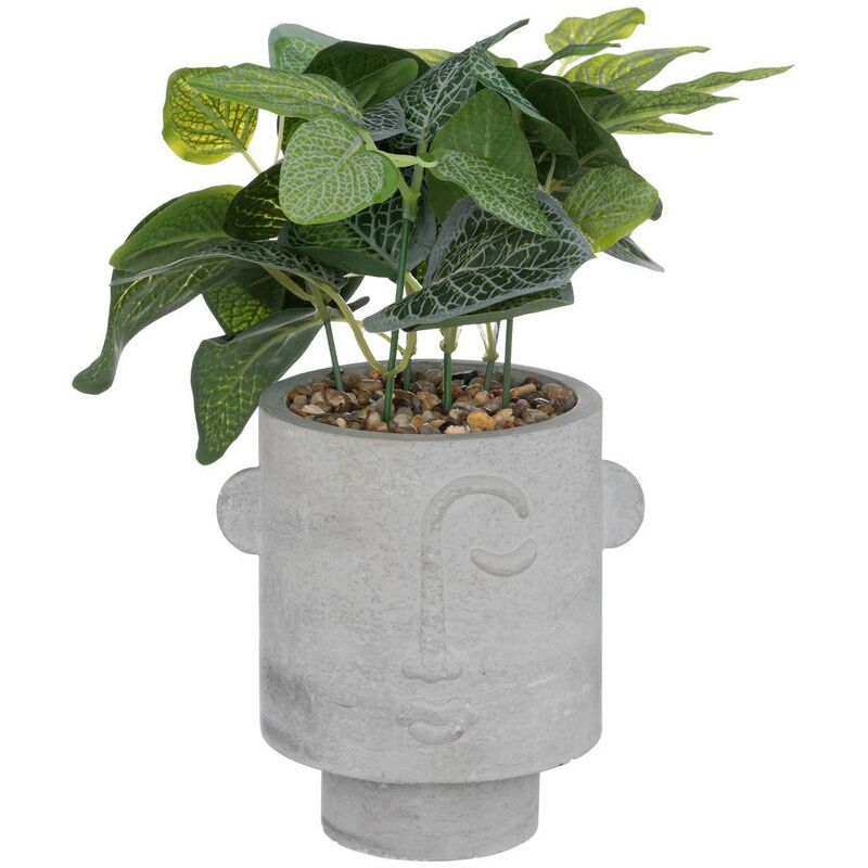 Pianta artificiale in vaso di cemento h26cm grigio - Atmosphera créateur  d'intérieur