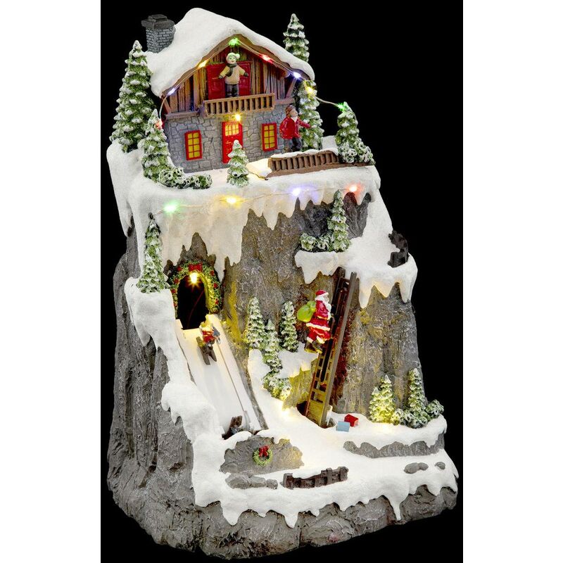 SHATCHI Scultura Natalizia Pre-illuminata a LED, 20 cm, con Scena