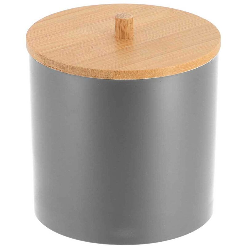 Ps scatola di cotone e cotton fioc grigi con coperchio in bambù - bambù  grigio - Tendance