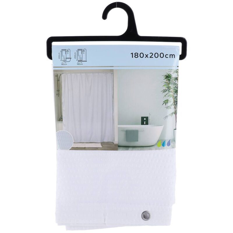 Douceur D'Intérieur Tenda Doccia 180x200 Cm Aquamarbre Bianco/Oro – Poliestere Con Stamp Metallizzata, Ganci Inclusi