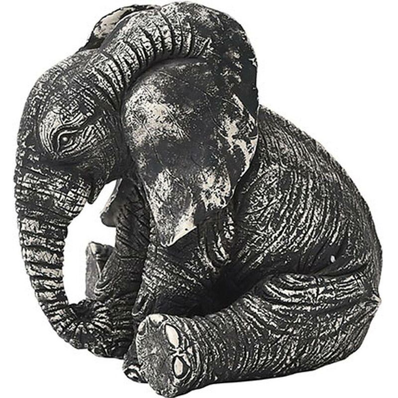 Statuetta elefante seduto in poliresina - grigio - Tendance