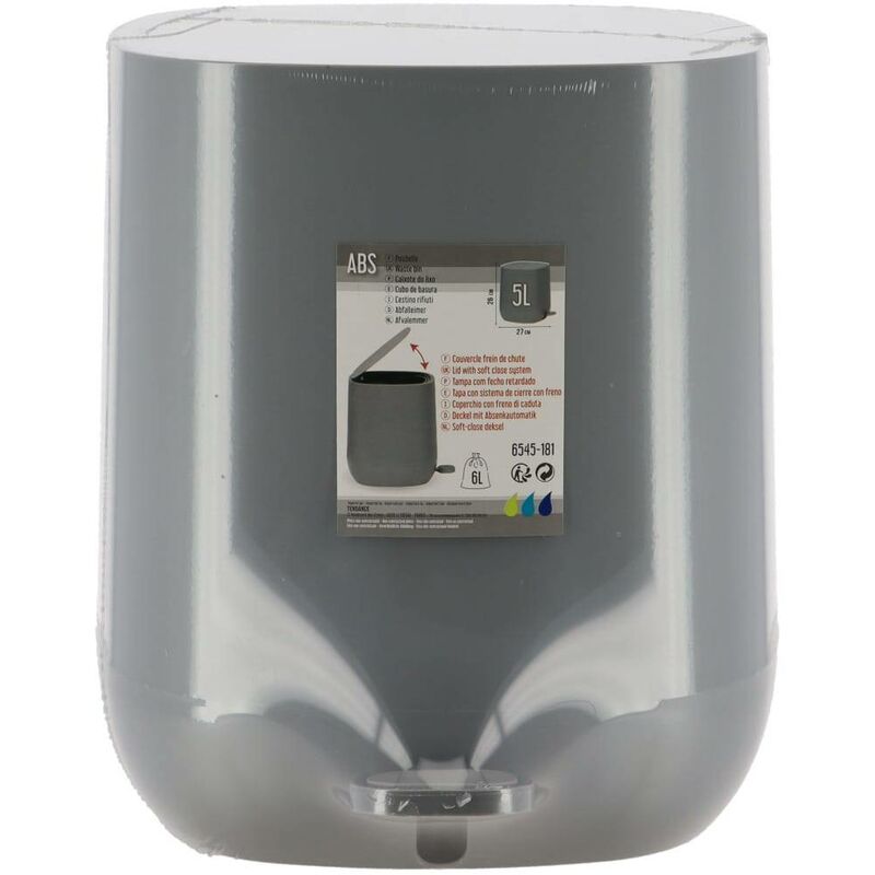 Bidone anticaduta abs square 5l - grigio scuro - Tendance