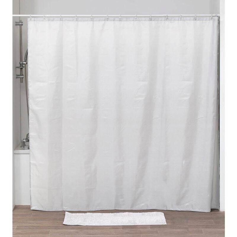Tenda da doccia in poliestere 240x200 cm + 16 anelli pp - bianco - Tendance